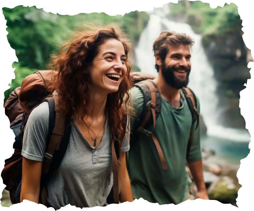 TrooperTrips guests enjoying a waterfall trek